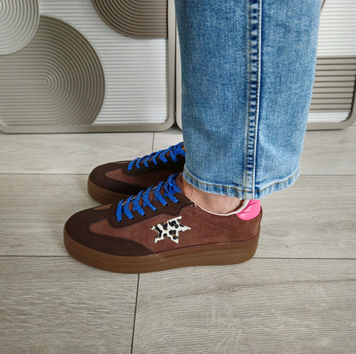 Brown Star Wedge Sneakers