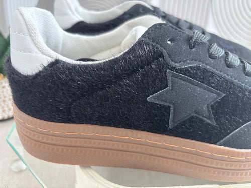 Black Wedge Sneaker with Star