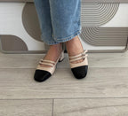 Slingback Édith beige/noir
