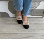 Slingback Édith beige/noir