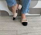Slingback Édith beige/noir