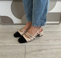 Slingback Édith beige/noir