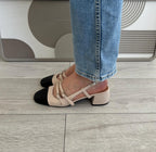 Slingback Édith beige/noir