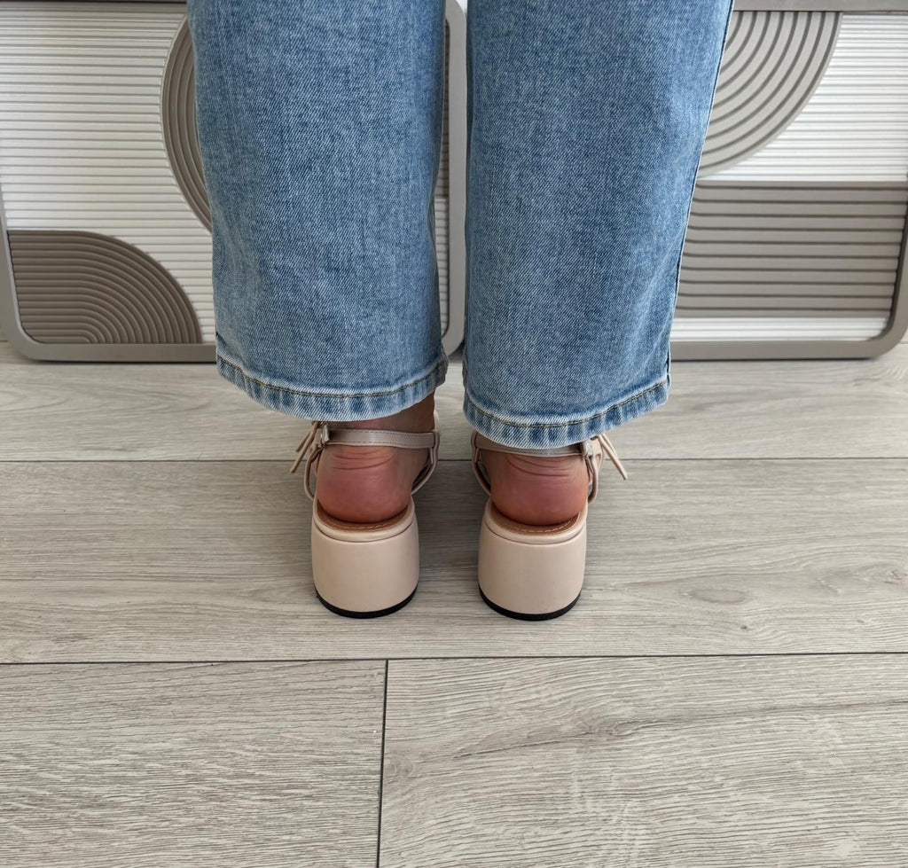 Slingback Édith beige/noir