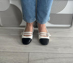 Slingback Édith blanche/noir
