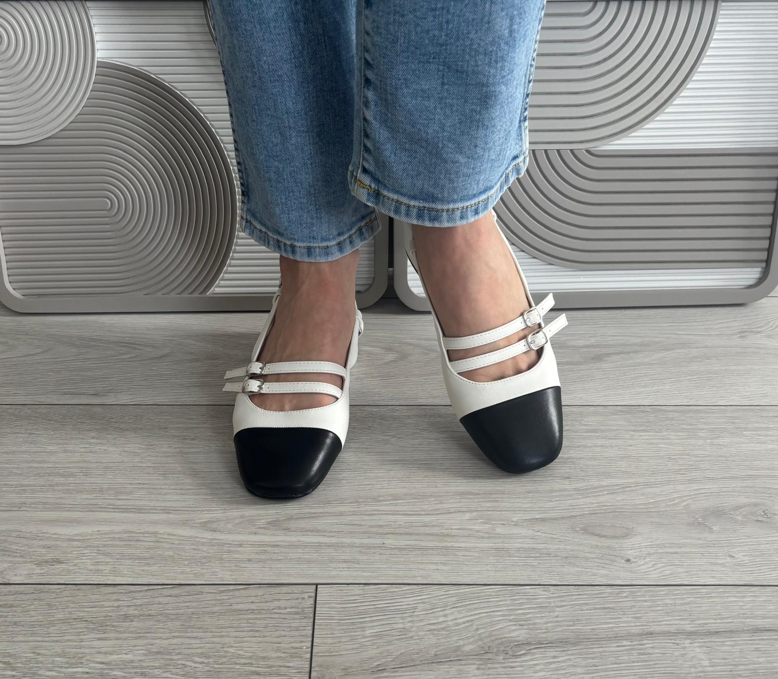 Slingback Édith blanche/noir