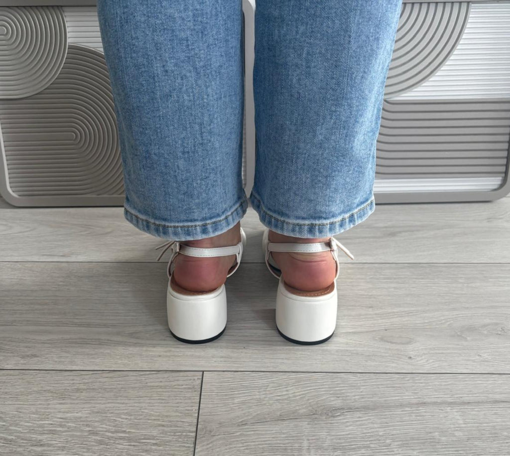 Slingback Édith blanche/noir