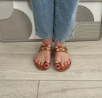 Sandales coquillages camel