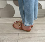 Sandales coquillages camel