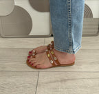 Sandales coquillages camel