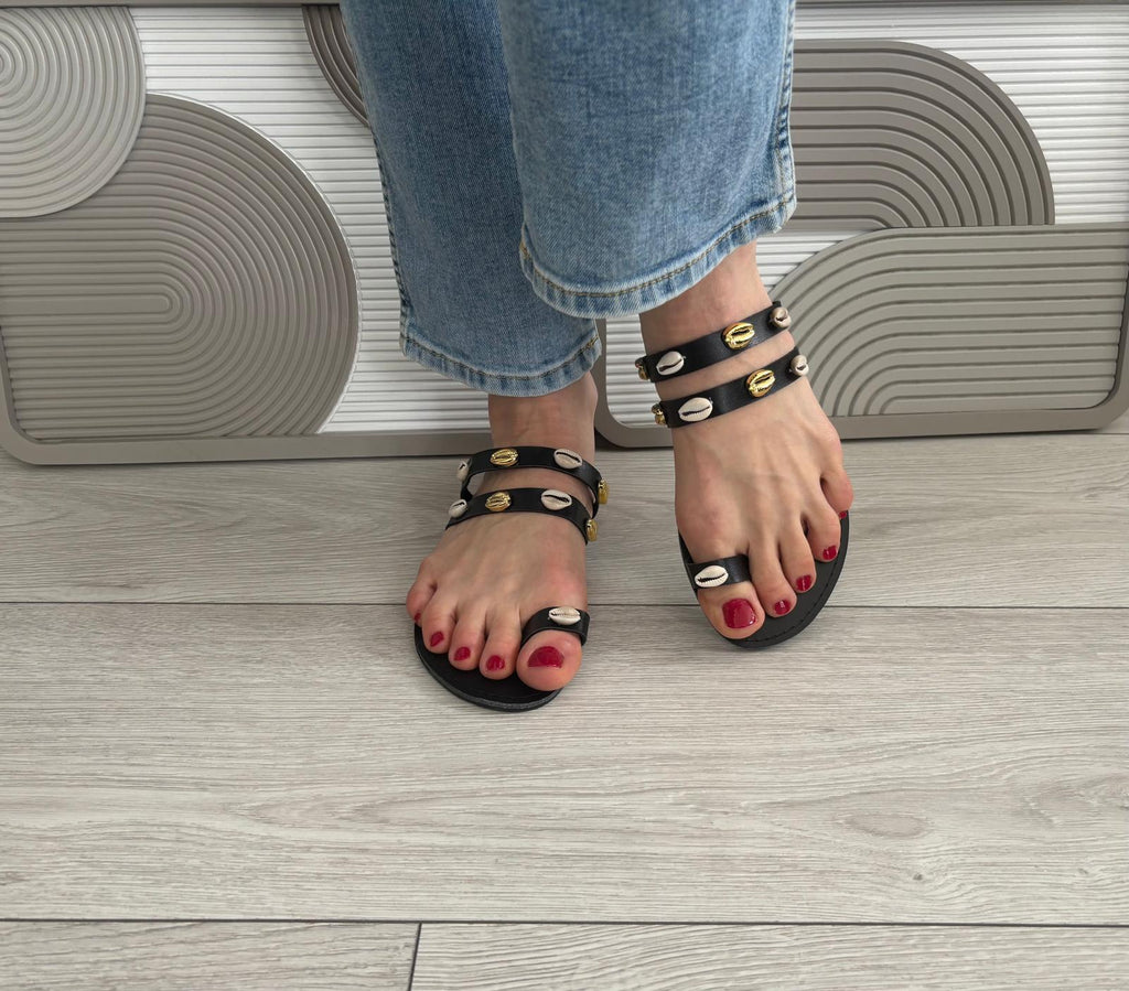 Sandales coquillages noir